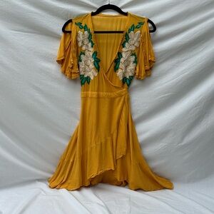 Cleobella Yellow Floral Embroidered Dress